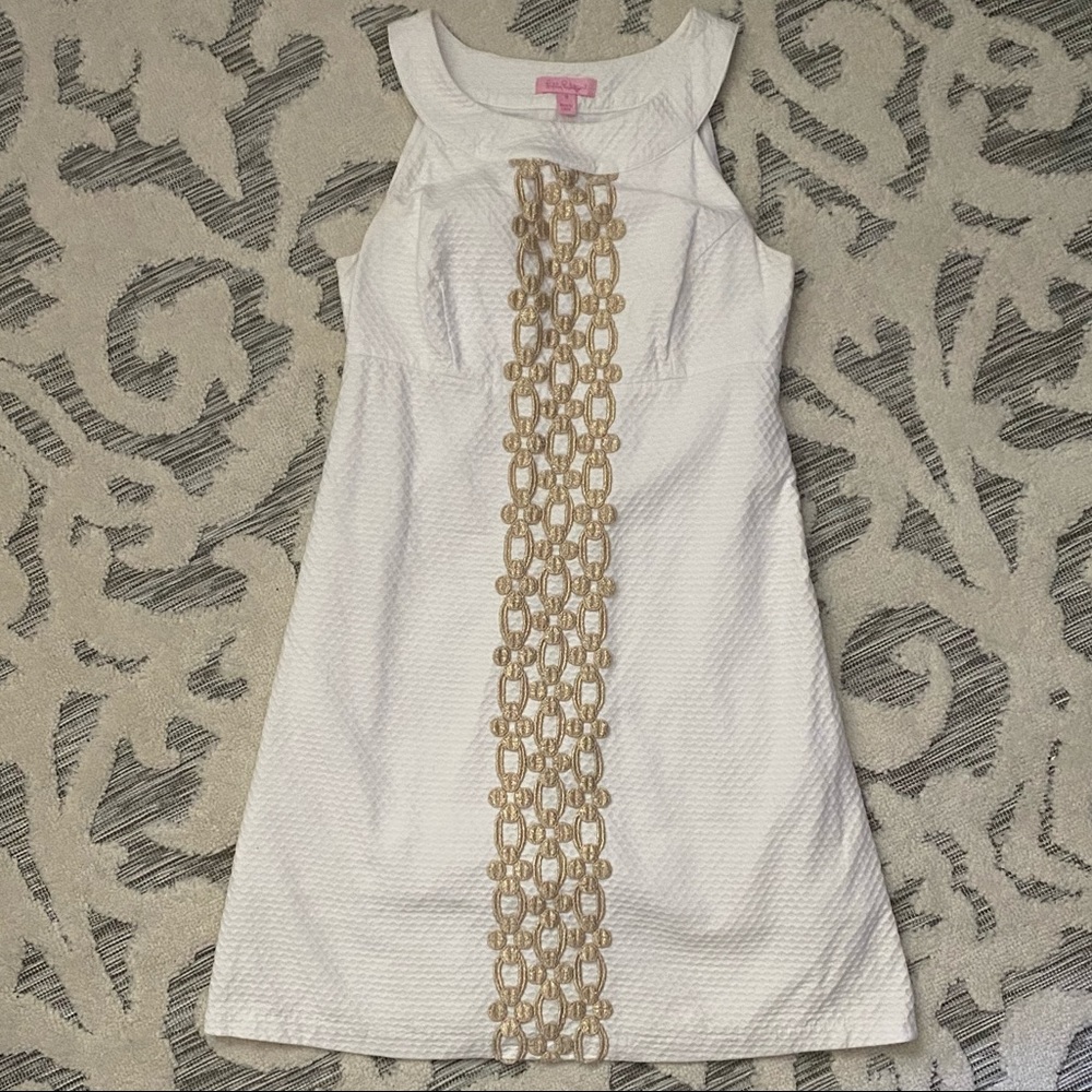 Lilly Pulitzer white and gold dress